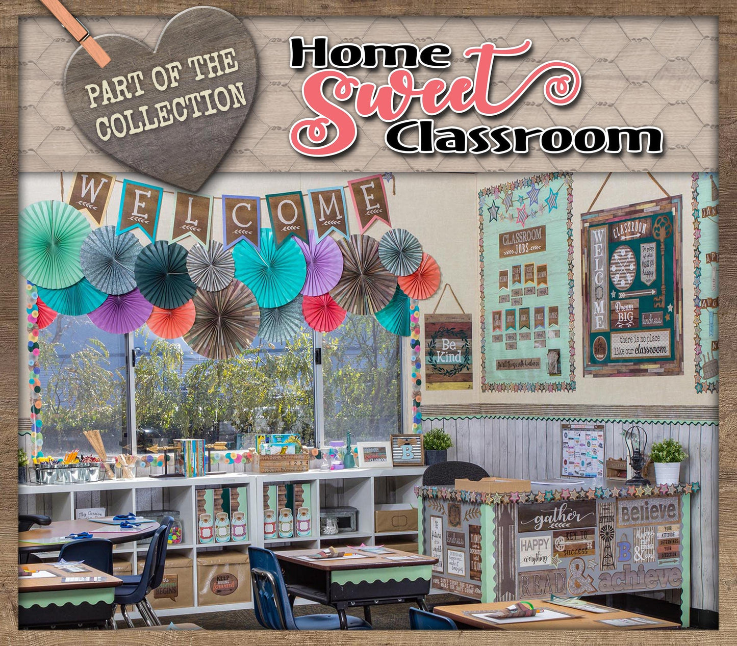 Teacher Created Resources Reclaimed Wood Straight Rolled Border Trim - 50ft - Decorate Bulletin Boards, Walls, Desks, Windows, Doors, Lockers, Schools, Classrooms, Homeschool & Offices