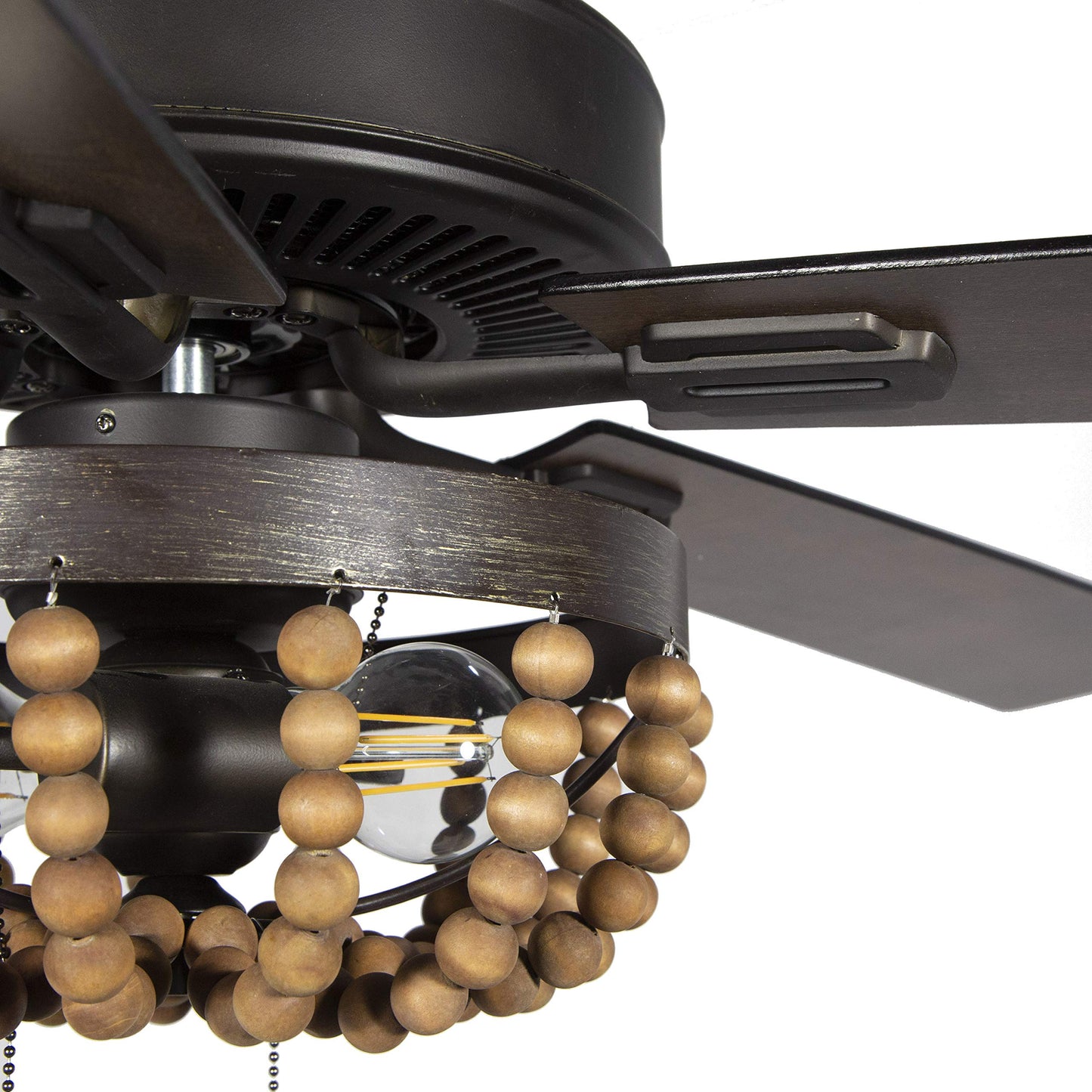 RIVER OF GOODS Coastal 52 Inch Wooden Bead LED Ceiling Fan, Brown